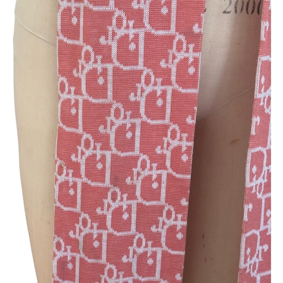 Vintage Dior Knit Logo Scarf in Pink - Picture 3 of 14